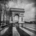 Paris, arc de triomphe, cloudy day Royalty Free Stock Photo