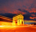 Paris, Arc de Triumph in evening , France Royalty Free Stock Photo