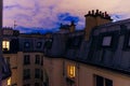 Paris Architecture Details Roof Attic Roof Roof Residential Buildings at Dusk