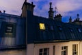 Paris Architecture Details Roof Attic Roof Roof Residential Buildings at Dusk