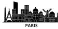 Paris architecture vector city skyline, travel cityscape with landmarks, buildings, isolated sights on background Royalty Free Stock Photo