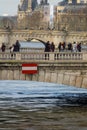 Paris, The banks of the Seine are flooded, the Seine is 6 meters above the level. Royalty Free Stock Photo