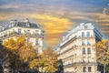 Paris, beautiful building, typical Haussmann facades Royalty Free Stock Photo