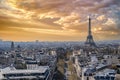 Paris, beautiful Haussmann facades and roofs, with the Eiffel Tower Royalty Free Stock Photo