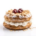 Paris-Brest Cake white background, Generative AI