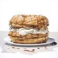 Paris-Brest white background, Generative AI