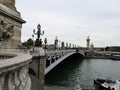 Paris bridge Alexandre 3, III and Seine river Royalty Free Stock Photo