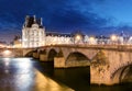 Paris - bridge Royal and Louvre palace Royalty Free Stock Photo