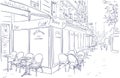 Paris cafe street sketch illustration art