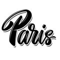 Paris capital of France. Lettering phrase on white background. Design element for poster, banner, t shirt, emblem.