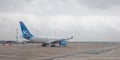 Paris Charles de Gaulle Airport.The plane prepares for takeoff Royalty Free Stock Photo