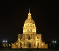 Paris, church Saint-Louis des Invalides at night Royalty Free Stock Photo