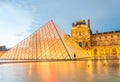 PARIS - CIRCA JUNE 2014: Louvre museum at twilight. Louvre museu