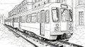 Paris City Coloring Page: Vienna Secession Style Train In Urban Scenes