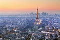Paris city with Eiffel tower at dusk, cityspace Royalty Free Stock Photo
