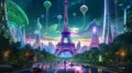 Paris city of the future. Generative AI