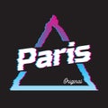 Paris city glitch effect retro illustration.