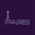 Paris city logo in line style. Abstract silhouette of Eiffel tower. Famous tourist attraction in capital of France Royalty Free Stock Photo