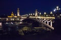 Paris city night lights. Bridge over the Seine Royalty Free Stock Photo