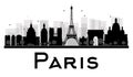 Paris City skyline black and white silhouette Royalty Free Stock Photo