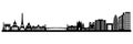 paris city skyline landmarks silhouette Royalty Free Stock Photo