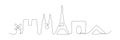 Paris city skyline one line vector illustration. France buildings continuous line Royalty Free Stock Photo