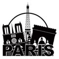 Paris City Skyline Silhouette Circle Black and Whi Royalty Free Stock Photo