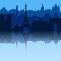 Paris City skyline. Silhouette City Paris France blue background. Vector illustration.