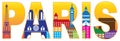 Paris City Skyline Silhouette Text Color Illustrat