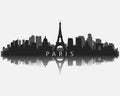 Paris city skyline silhouette with reflection vector illustration Royalty Free Stock Photo