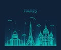 Paris City skyline Trendy vector line art Royalty Free Stock Photo