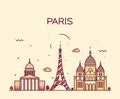 Paris City skyline Trendy vector line art Royalty Free Stock Photo