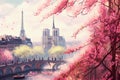 Paris city in the springtime