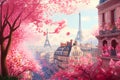 Paris city in the springtime