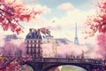 Paris city in the springtime