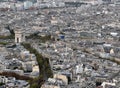 Paris cityscape and Arc de Triomphe from the Eiffel Tower, France Royalty Free Stock Photo