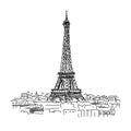 Paris,cityscape with Eifel Tower. Sketch for your design