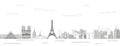 Paris cityscape line art style vector illustration. Detailed skyline poster