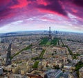 Paris cityscape at sunset, red clouds added Royalty Free Stock Photo