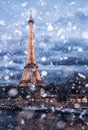 Paris cityscape under the snow Royalty Free Stock Photo