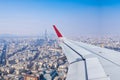 Paris Cityscape View from Airplane Window Royalty Free Stock Photo