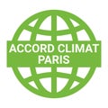 Paris climate agreement symbol called accord climat in French language