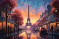 Paris colorful abstract expressionism acryl painting. AI generated Royalty Free Stock Photo