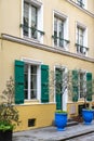 Paris, colorful houses rue Cremieux