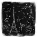 Paris doodles on blackboard