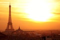 Paris effel panoramic view at sunset Royalty Free Stock Photo