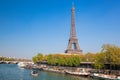 Paris with Eiffel Tower against boats during spring time in France Royalty Free Stock Photo