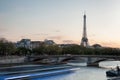 Paris with Eiffel Tower against colorful sunset in France Royalty Free Stock Photo