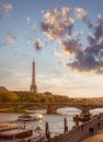 Paris with Eiffel Tower against colorful sunset in France Royalty Free Stock Photo