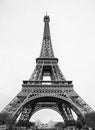 Paris Eiffel Tower - black and white retro postcard styled